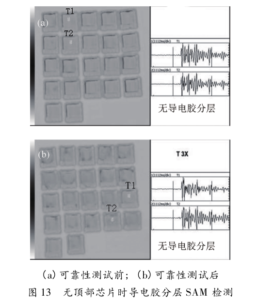 圖13  無頂部芯片時導電膠分層SAM檢測