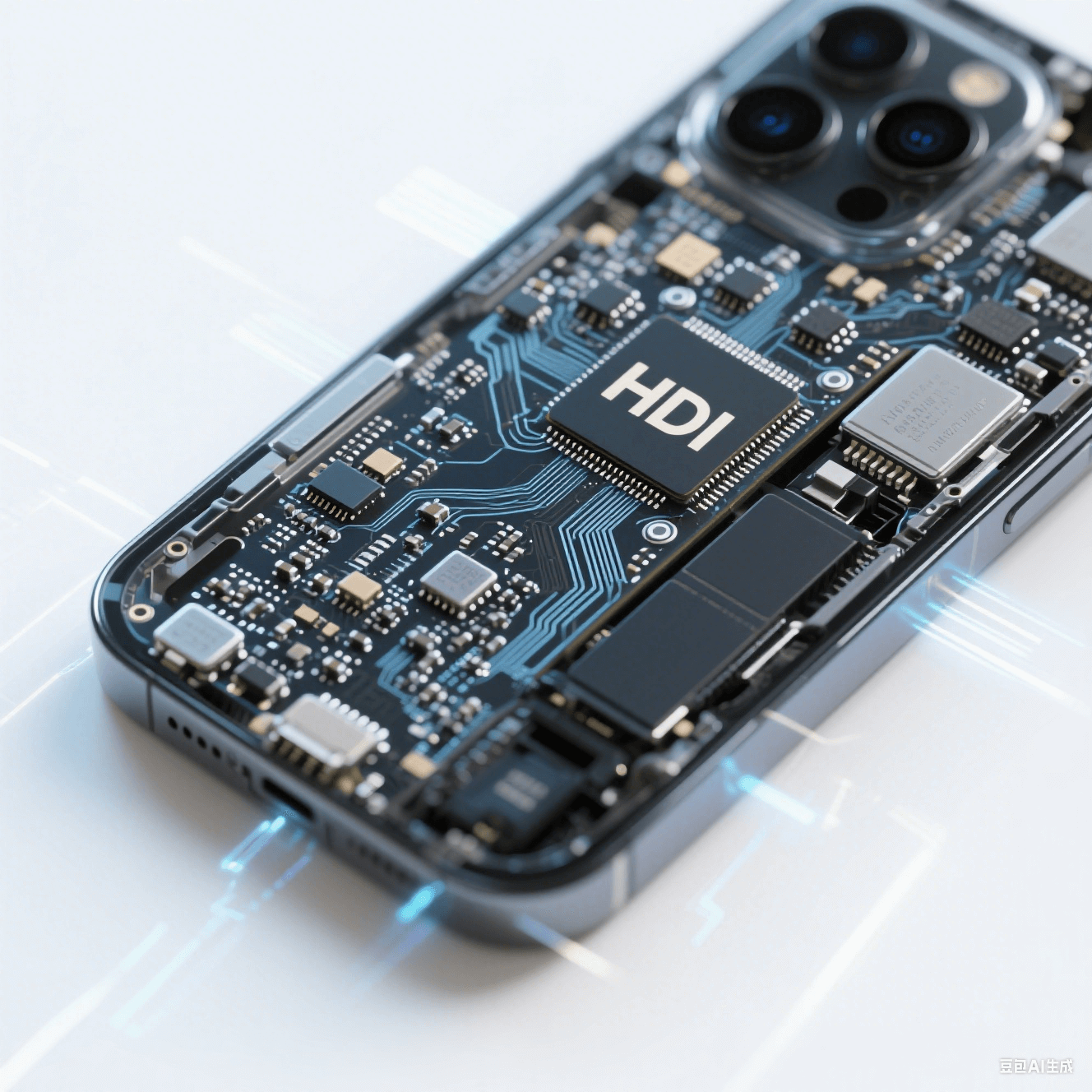 HDI 技術(shù)在智能手機(jī)主板中的應(yīng)用。