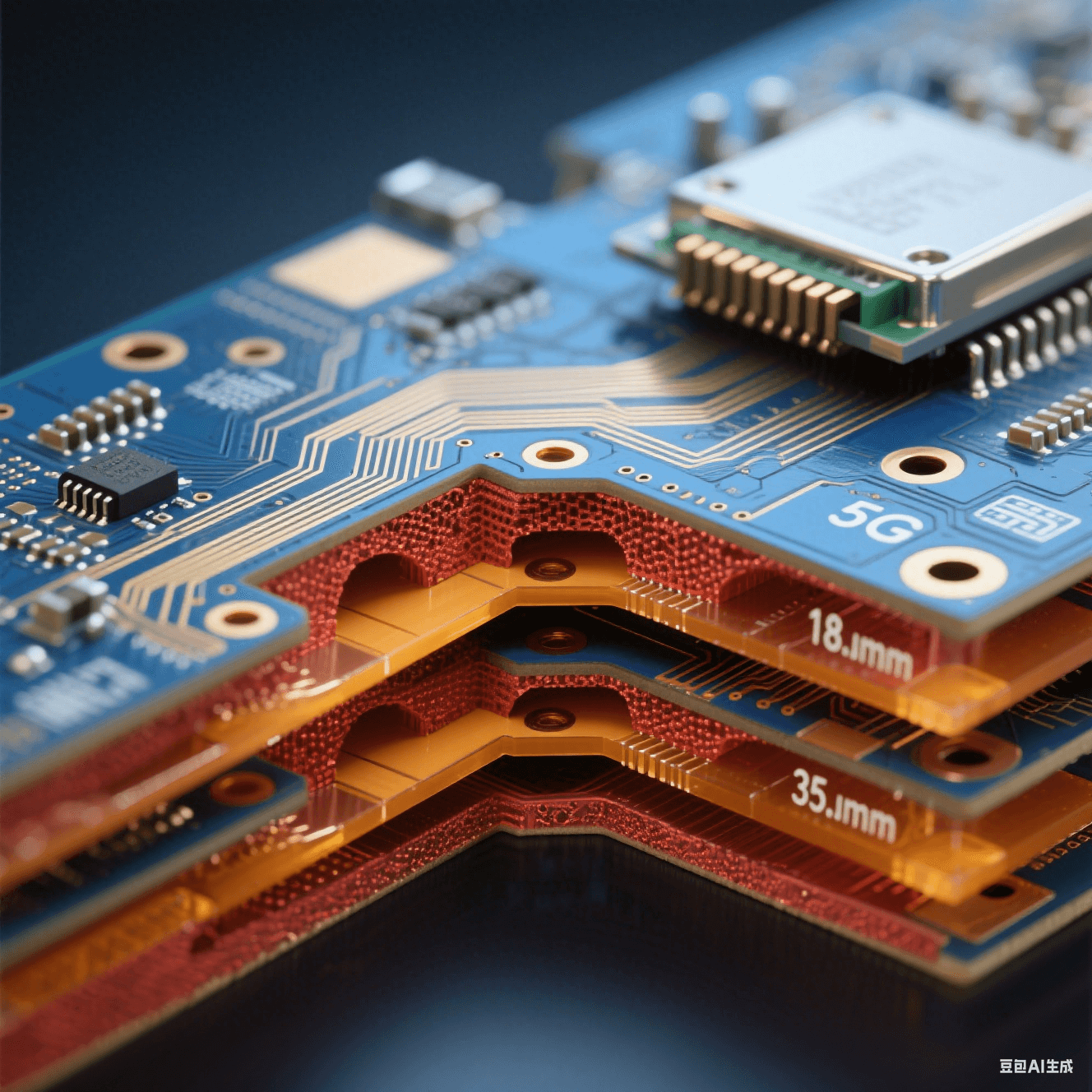 8層PCB剖面結(jié)構(gòu)展示信號層、電源層與地層堆疊