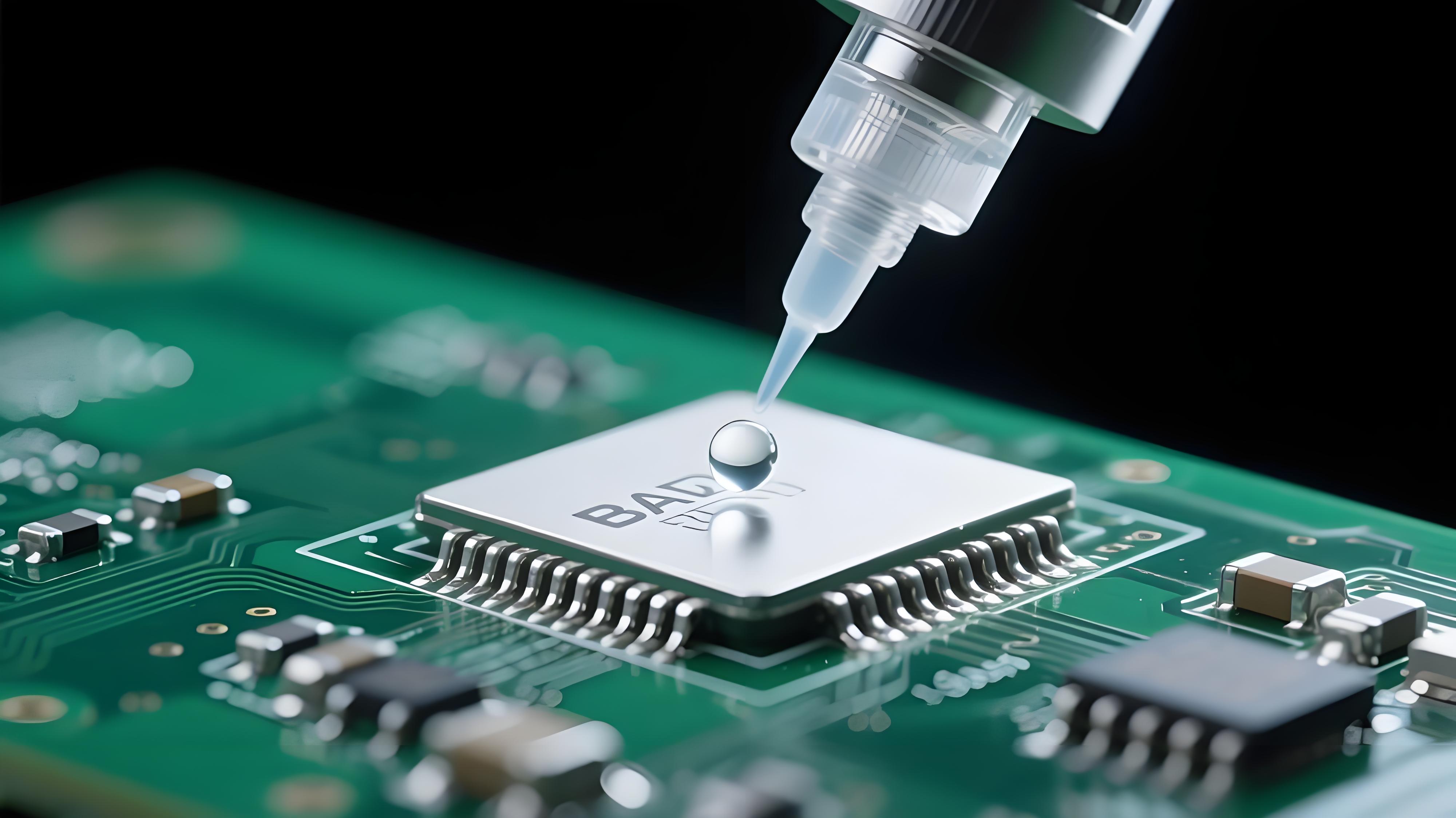 選擇性焊接助焊劑壓電噴射場景，0.1mm霧滴精準覆蓋BGA焊點，避免周邊元件污染