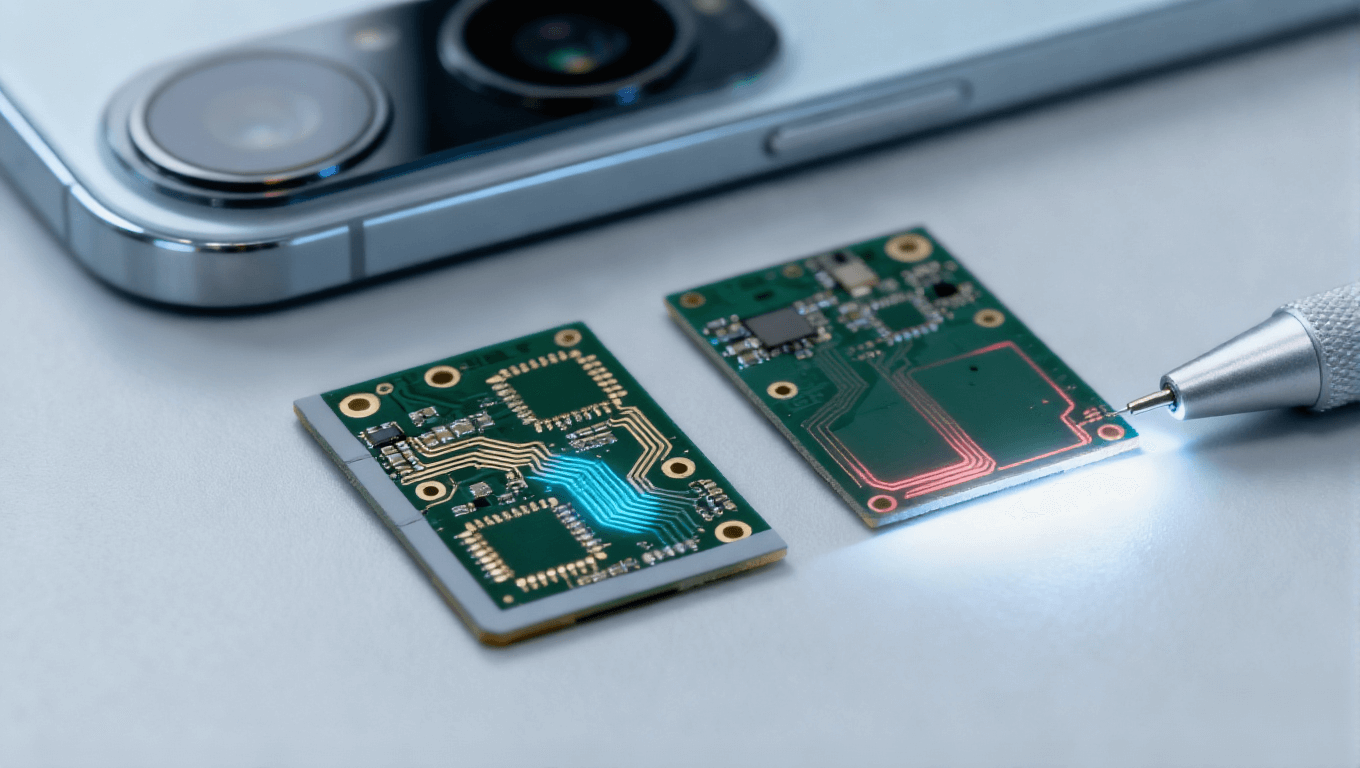 PCB集成光學(xué)傳感器場(chǎng)景，8層HDI+遮光屏蔽層實(shí)現(xiàn)0.7mm薄型化適配手機(jī)主攝