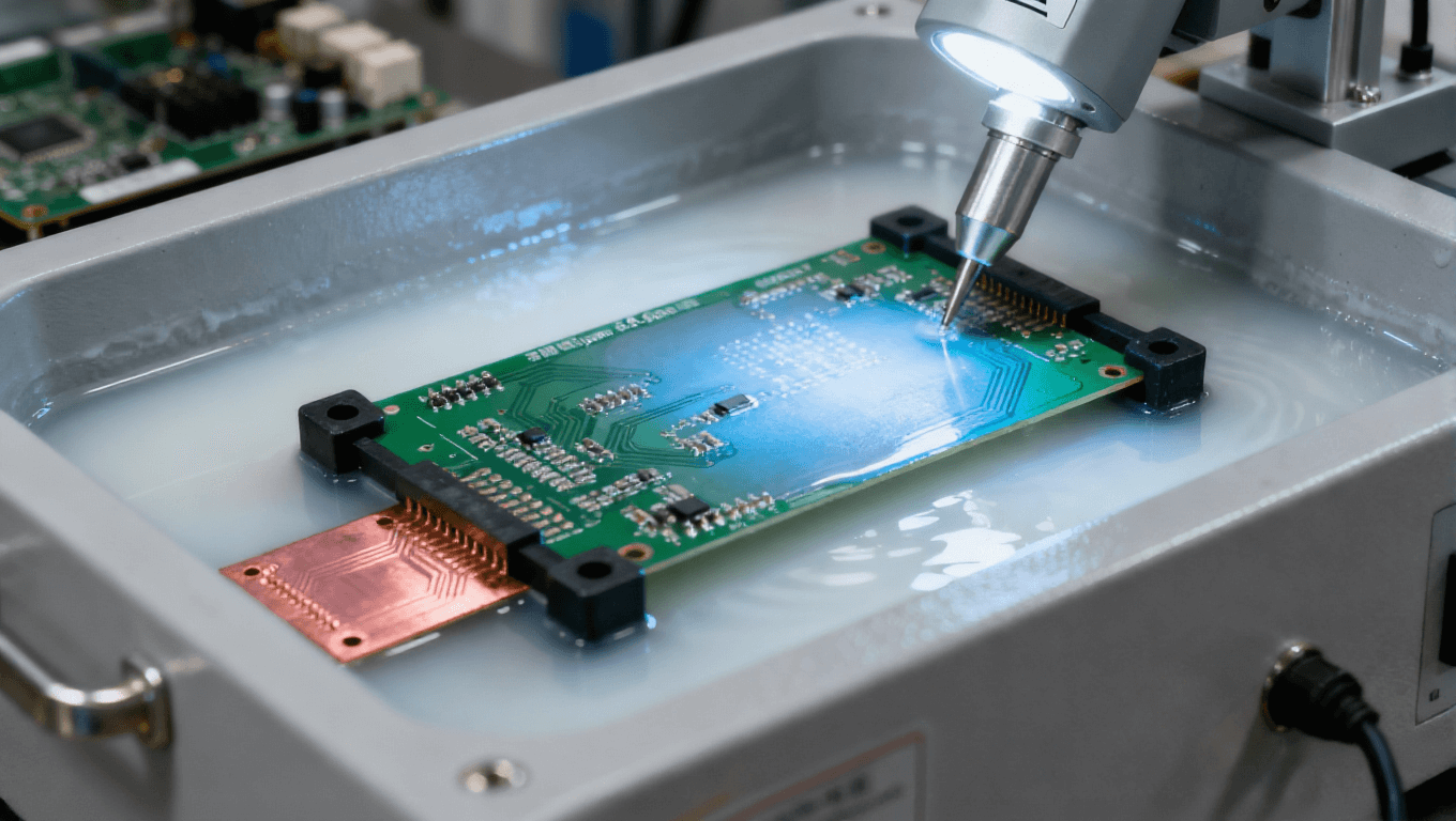 PCB浸錫工藝場景，0.8-1.2μm純錫層無金屬間化合物適配軍工電子高可靠性需求