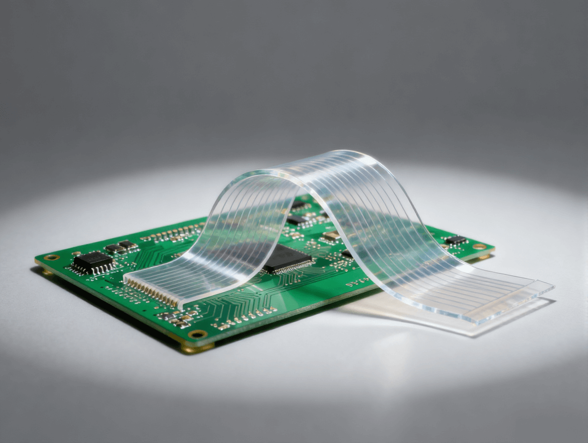 傳統(tǒng)硬質(zhì)電路板與透明柔性電路板的對比，突出柔性優(yōu)勢