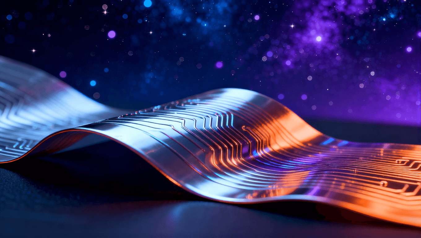 未來(lái)智能自適應(yīng)超彈性材料概念視覺(jué)，展示其環(huán)境響應(yīng)與性能調(diào)節(jié)能力