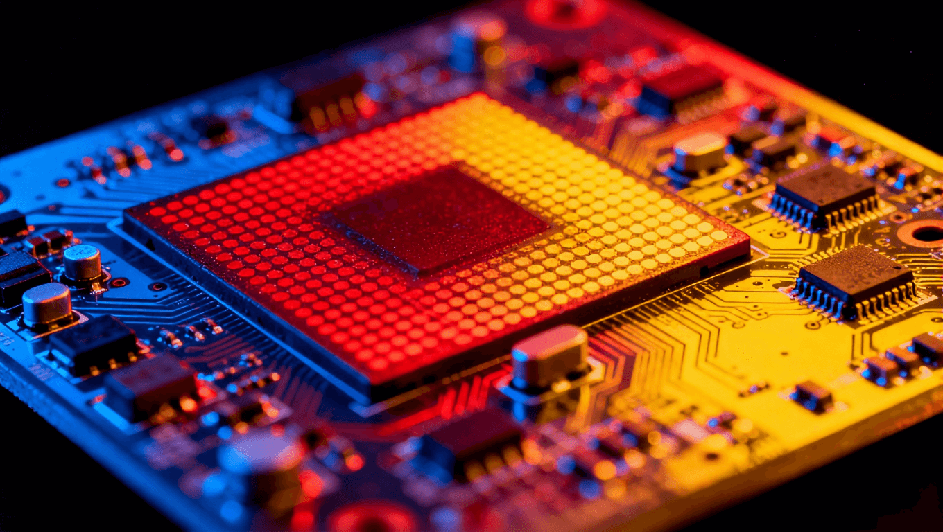 回流焊過程中PCB板三維熱分布可視化圖像，表現(xiàn)不同元件的熱響應(yīng)差異