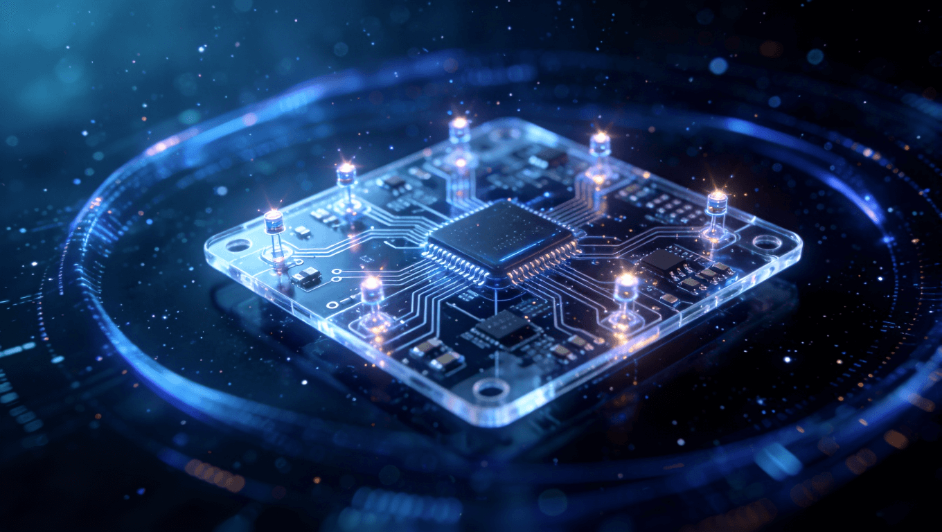 未來(lái)智能 PCB 集成健康監(jiān)測(cè)傳感器的概念視覺(jué)圖