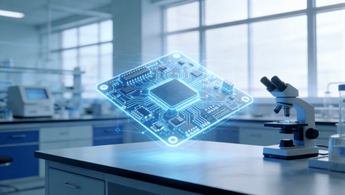 實(shí)驗(yàn)室中評(píng)審全息投影的光模塊PCB設(shè)計(jì)，體現(xiàn)代工協(xié)作與技術(shù)響應(yīng)