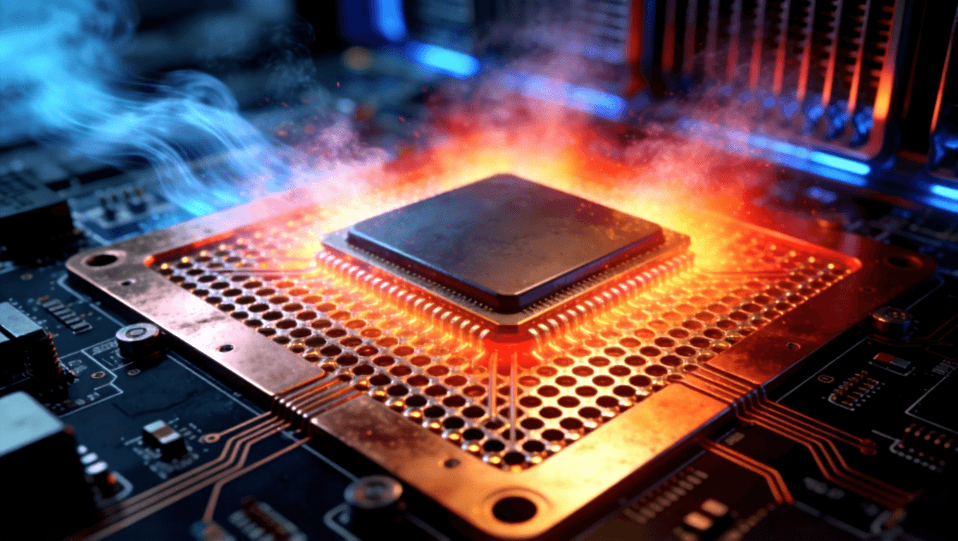 光模塊PCB熱過(guò)孔陣列與銅填充散熱結(jié)構(gòu)，展示芯片區(qū)域高效熱管理設(shè)計(jì)